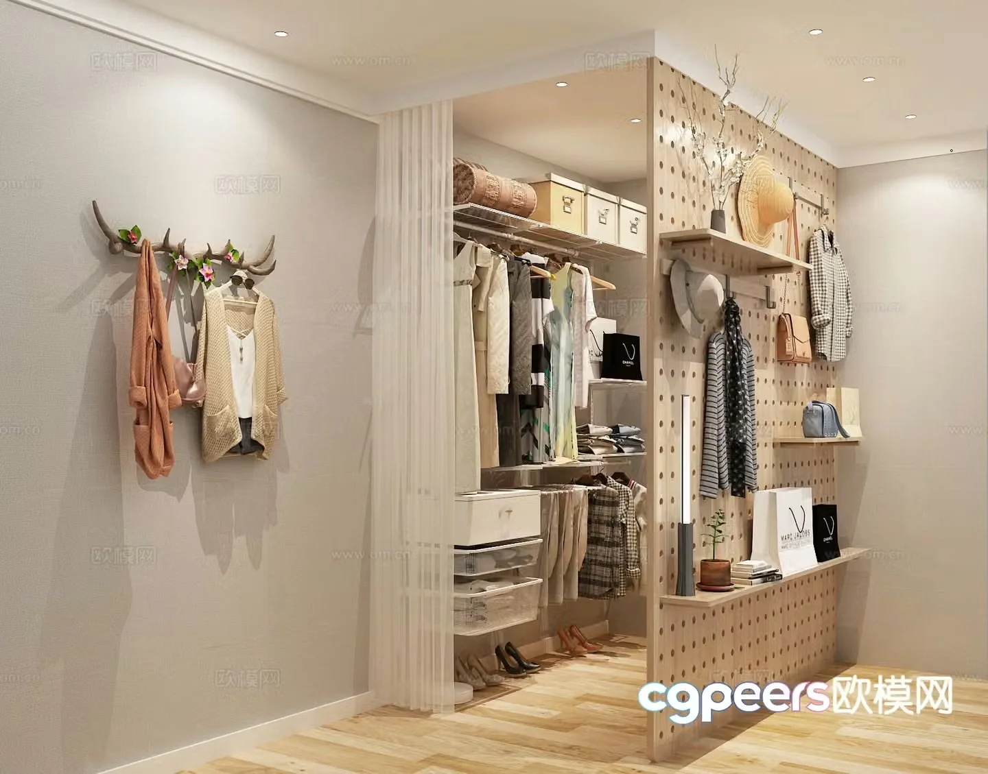 Modern walk-in closet 3d model