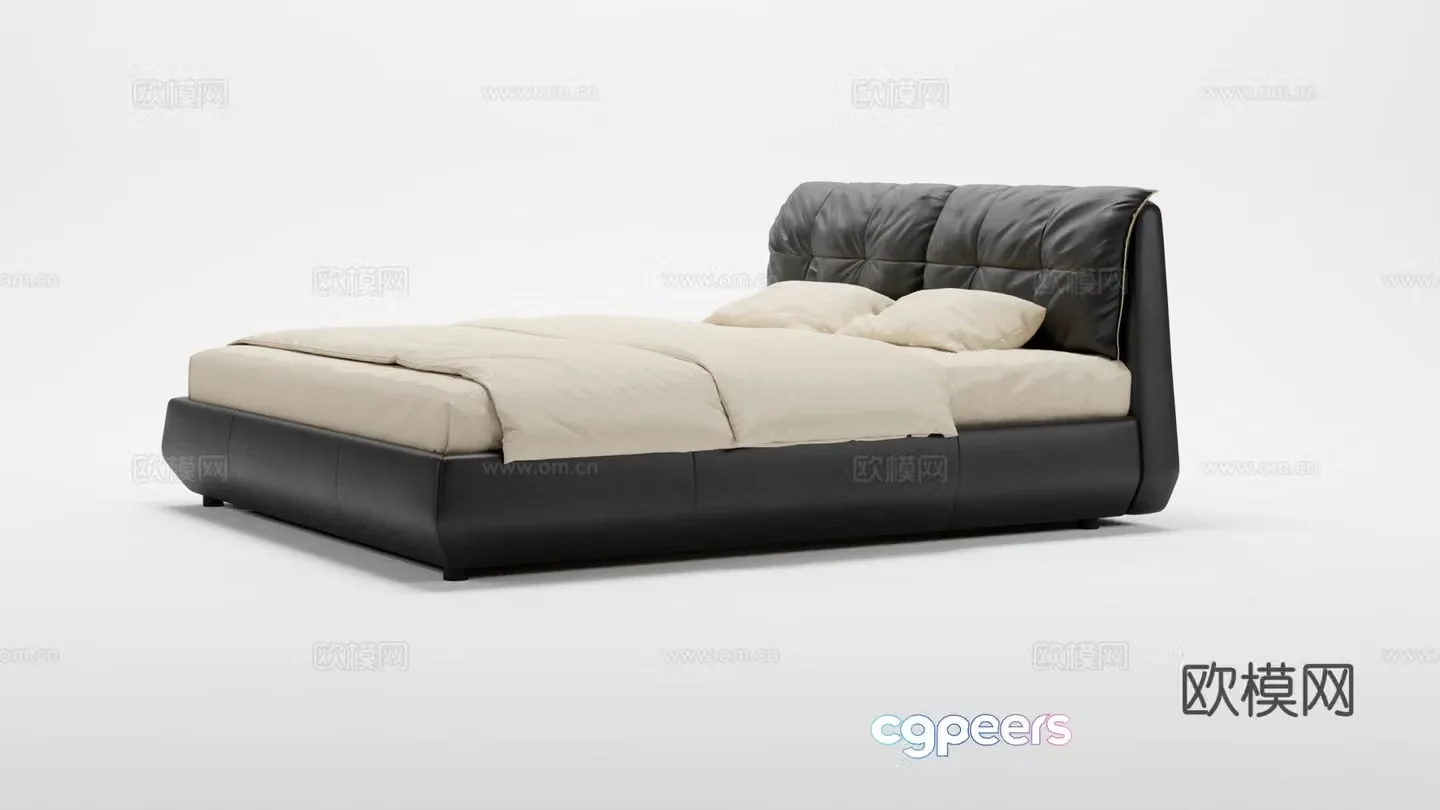 Leisure small boat bed double bed 3d model