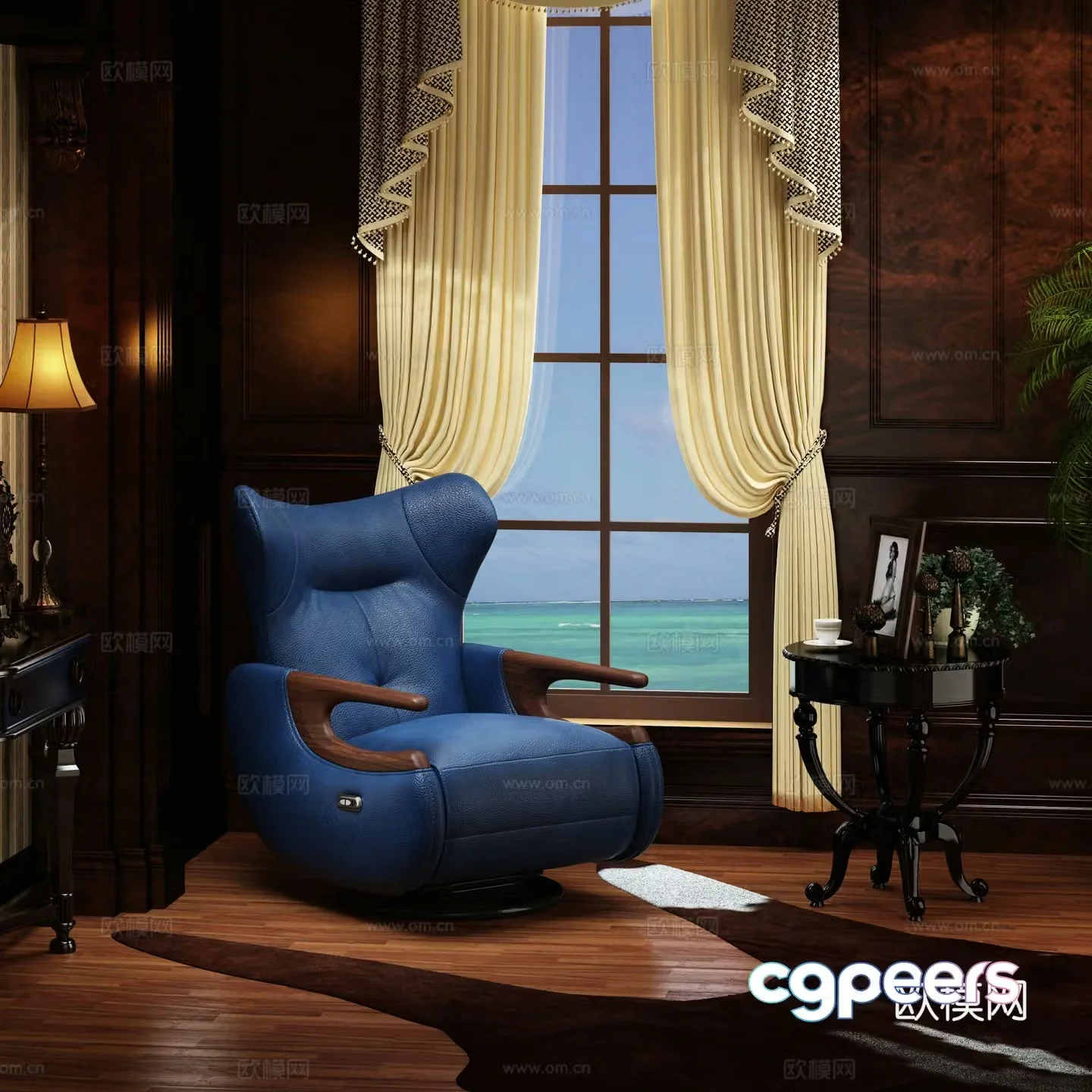 American massage chair European sofa chair functional chair wooden fanyou product solid wood sofa 3d model