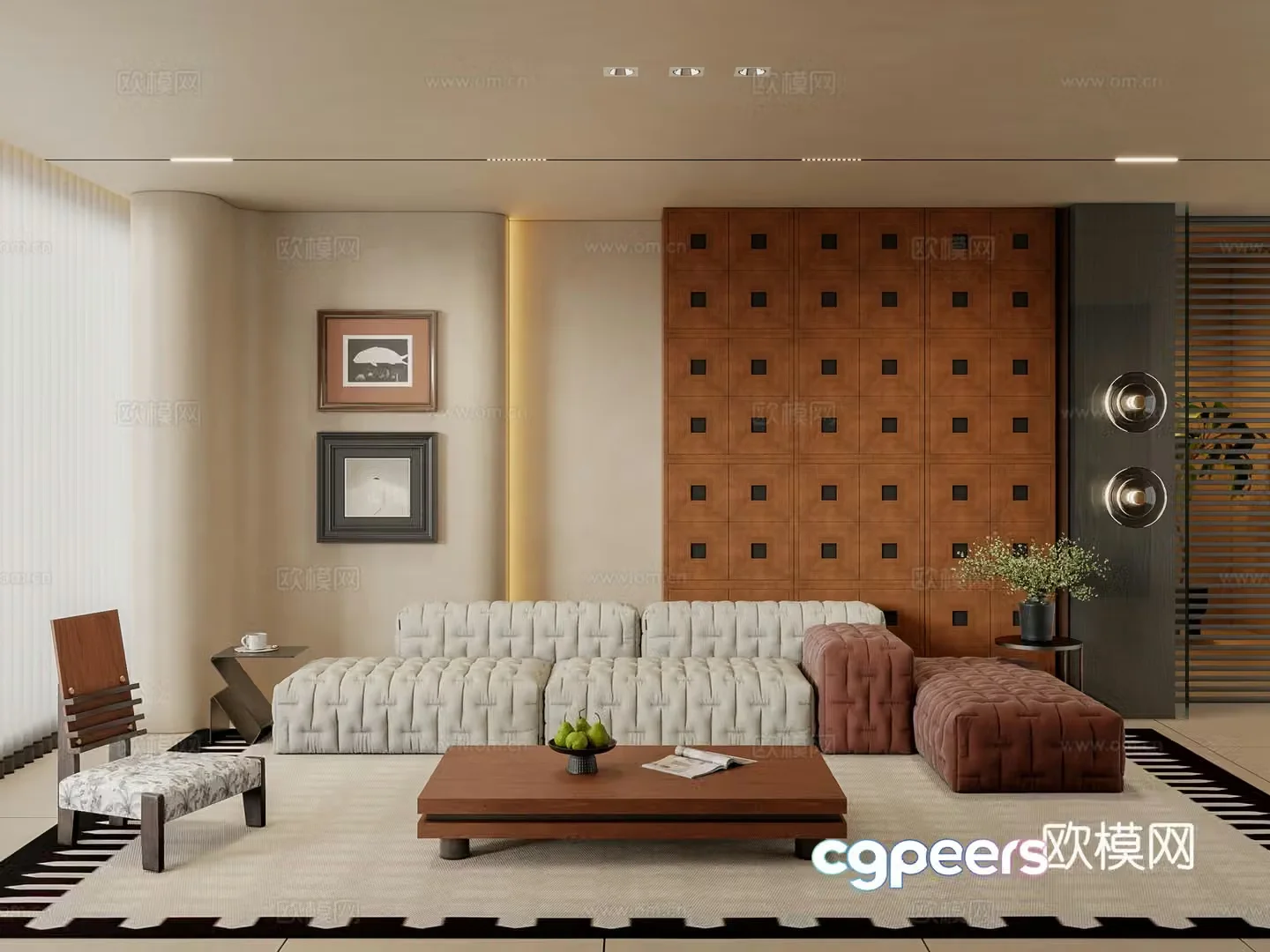 Middle-aged living room 3d model