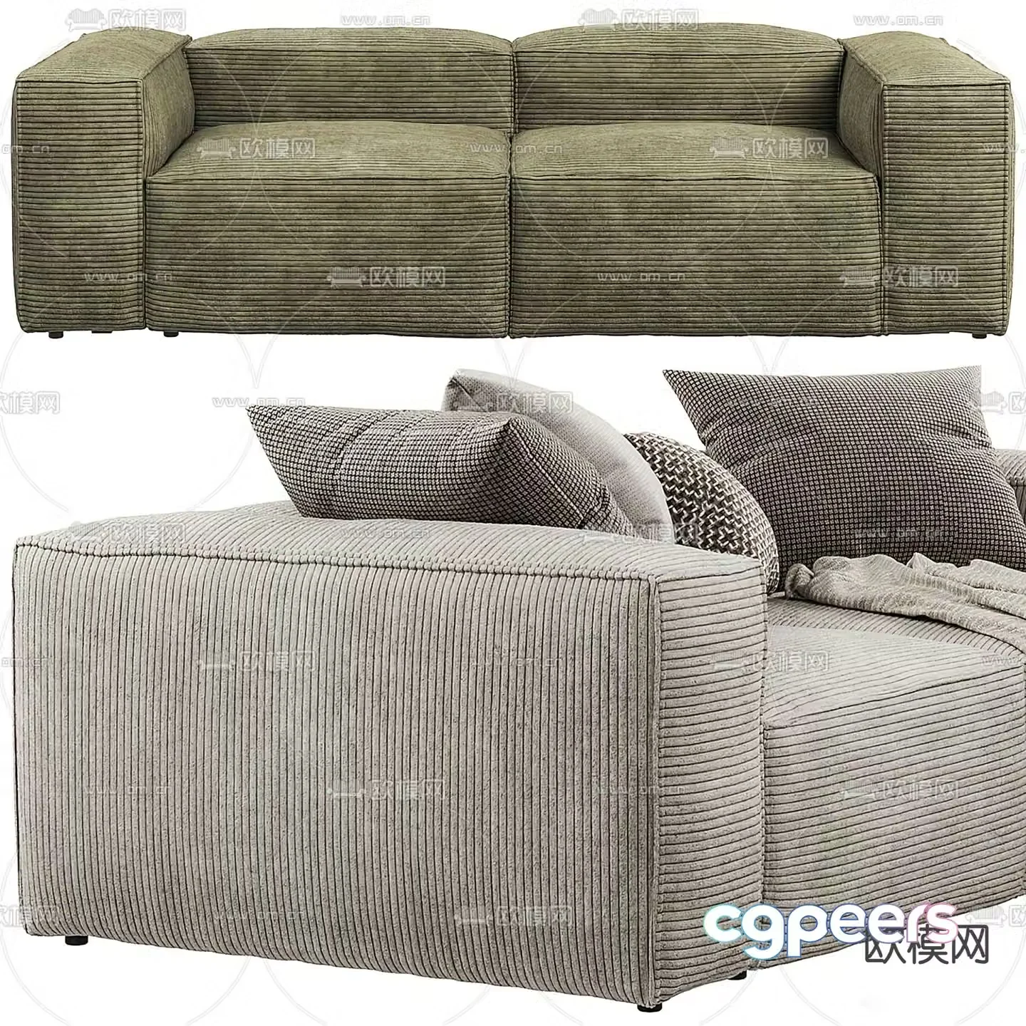 Double sofa upholstered sofa 3d model
