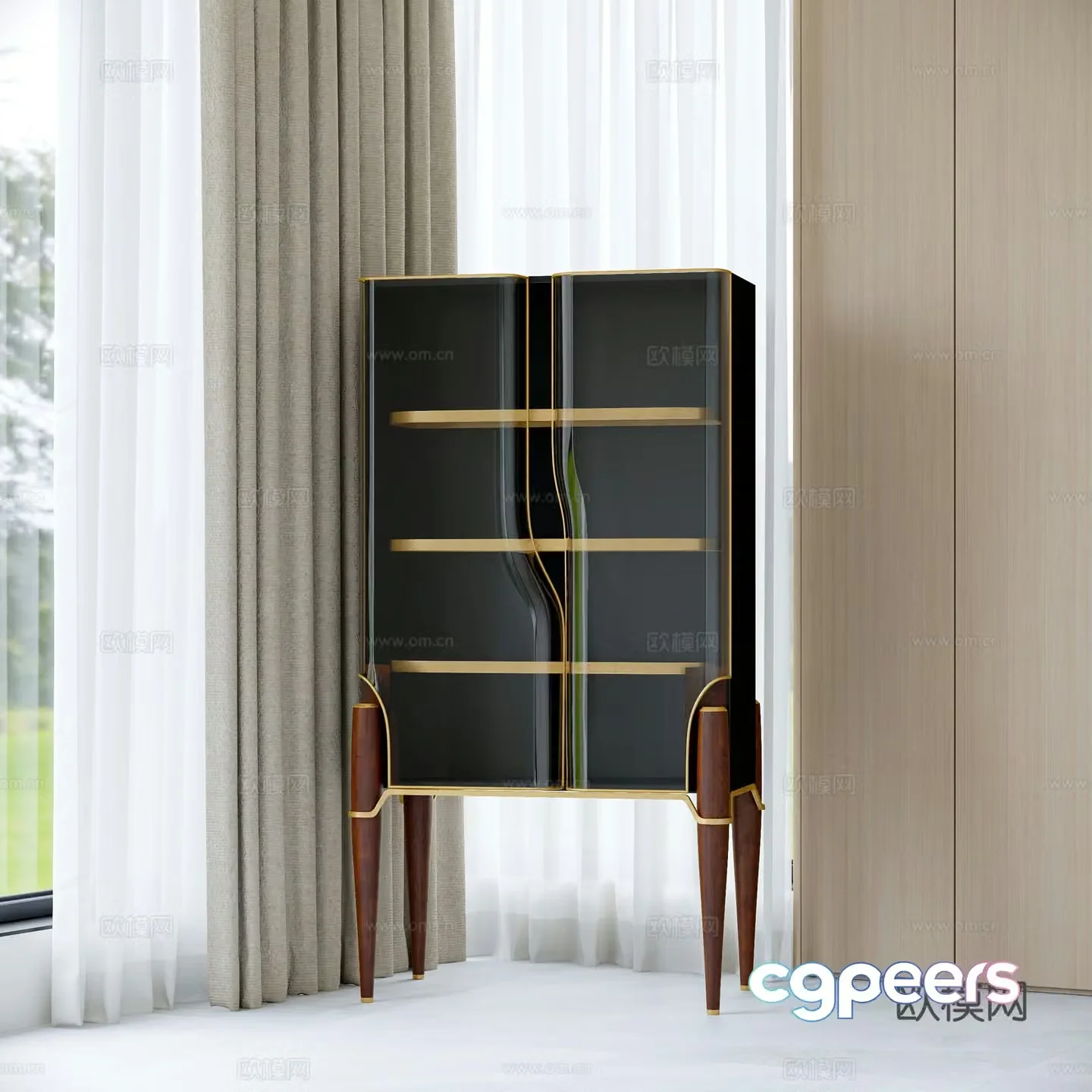 Modern glass decorative cabinet 3d model