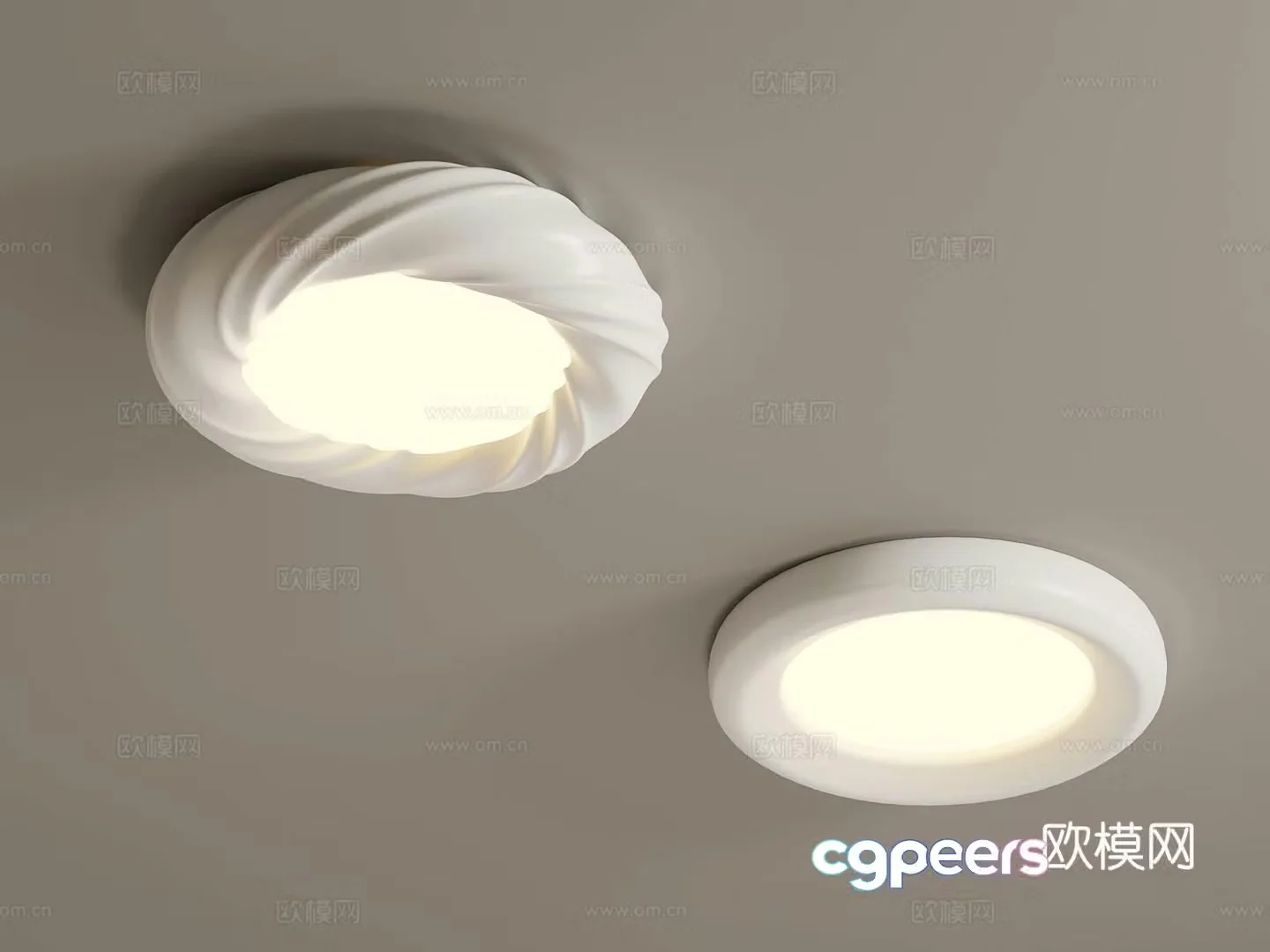 Modern Cream Ceiling Light 3D Model