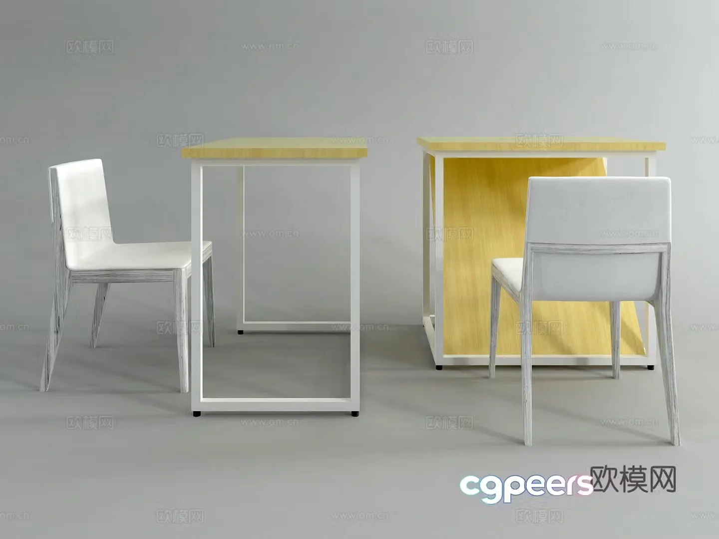 Modern desk and chair writing desk student desk 3d model