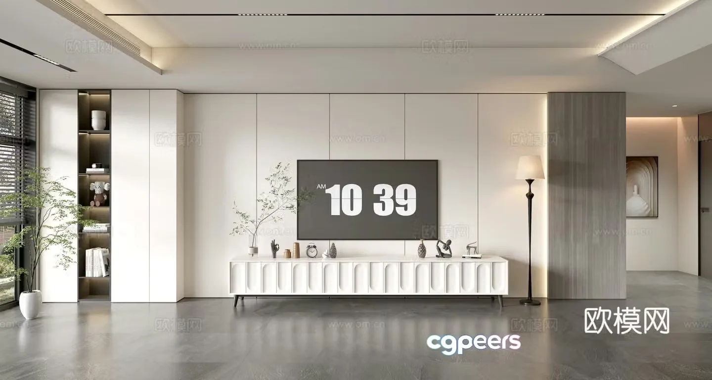 Modern simple living room light luxury TV background wall TV set full wall TV cabinet TV cabinet combination 3D model