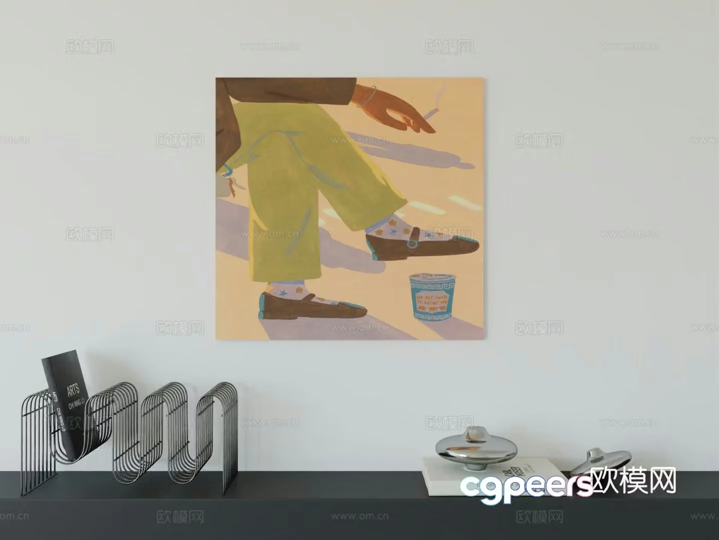 Modern minimalist hanging painting Bauhaus art hanging painting 3d model