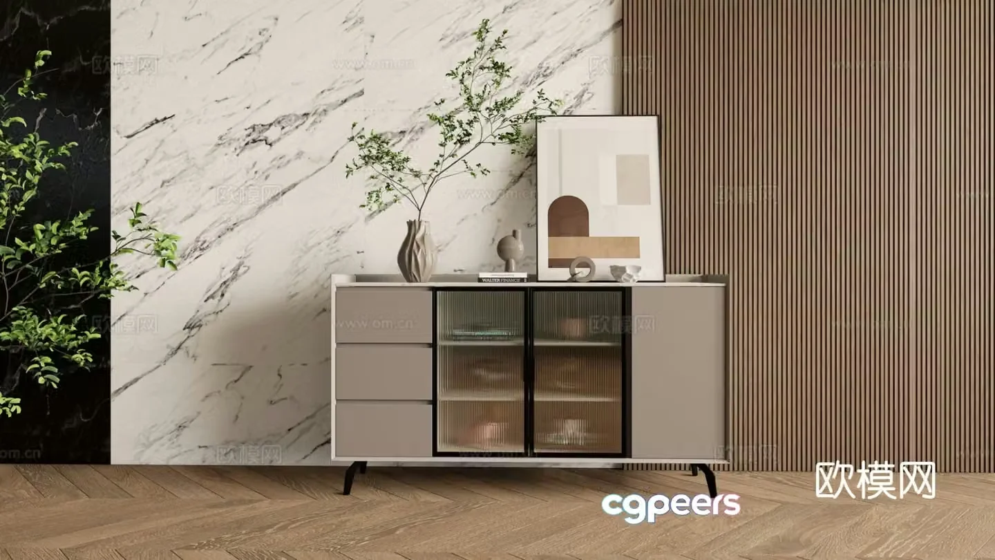 Modern entryway cabinet drawer 3d model