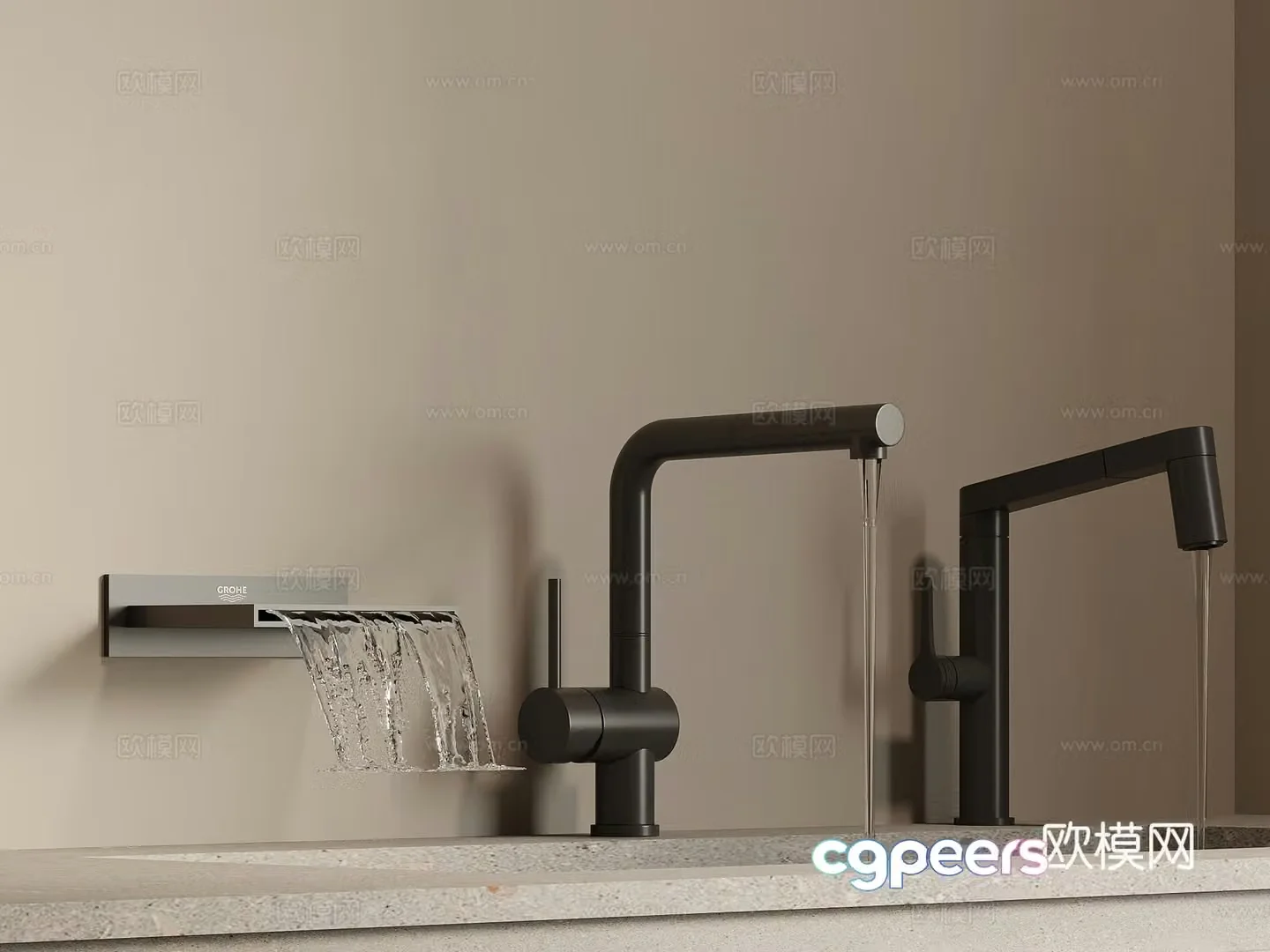 Modern faucet wall-type faucet running water 3D model