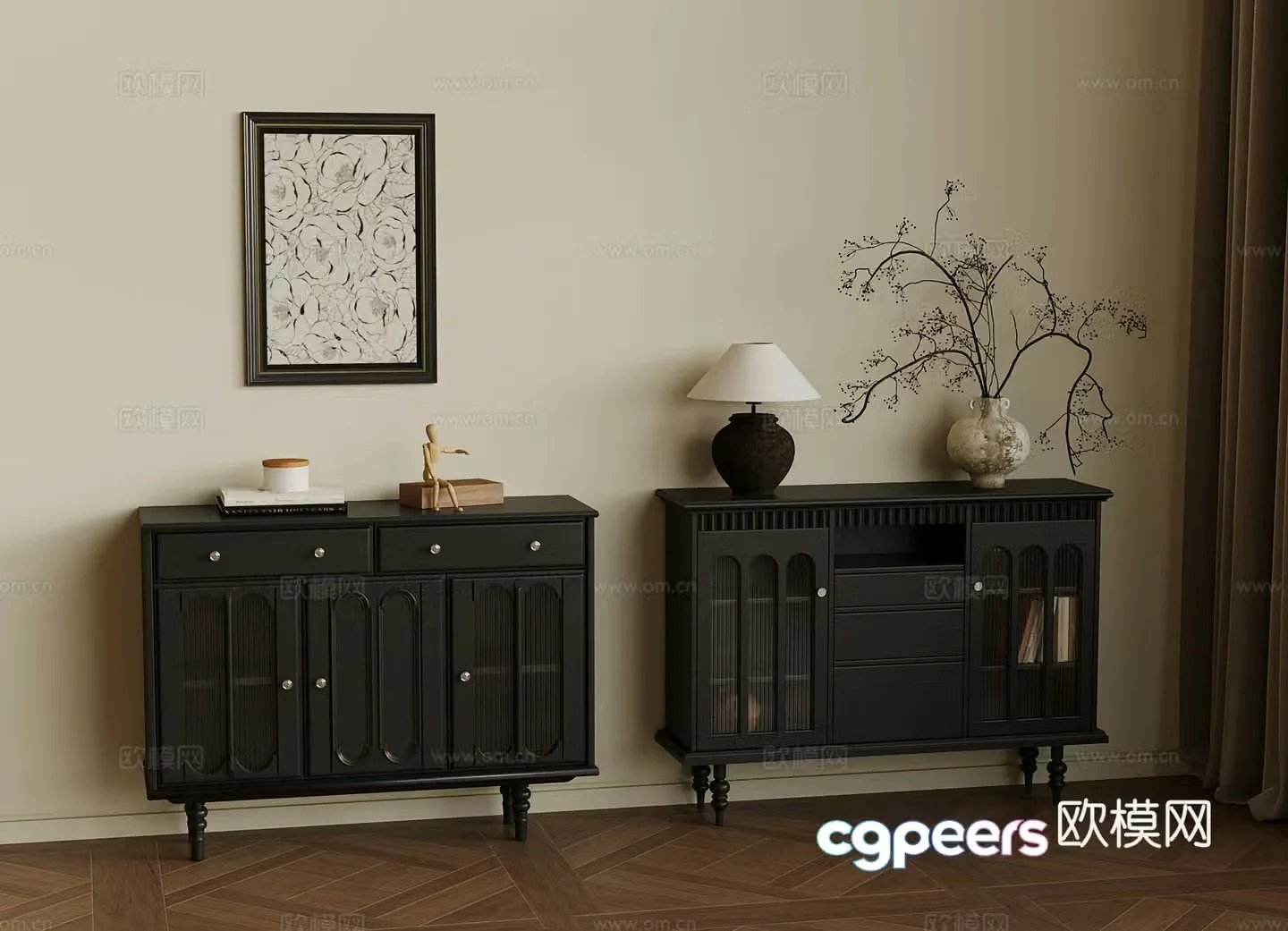 French porch cabinet low cabinet 3D model