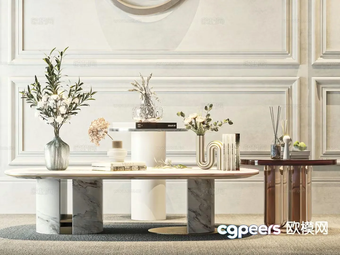 Light luxury coffee table mother-child coffee table 3D model