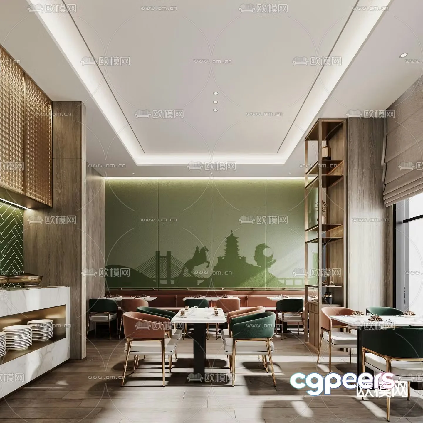 Hotel lobby bar cafeteria 3d model
