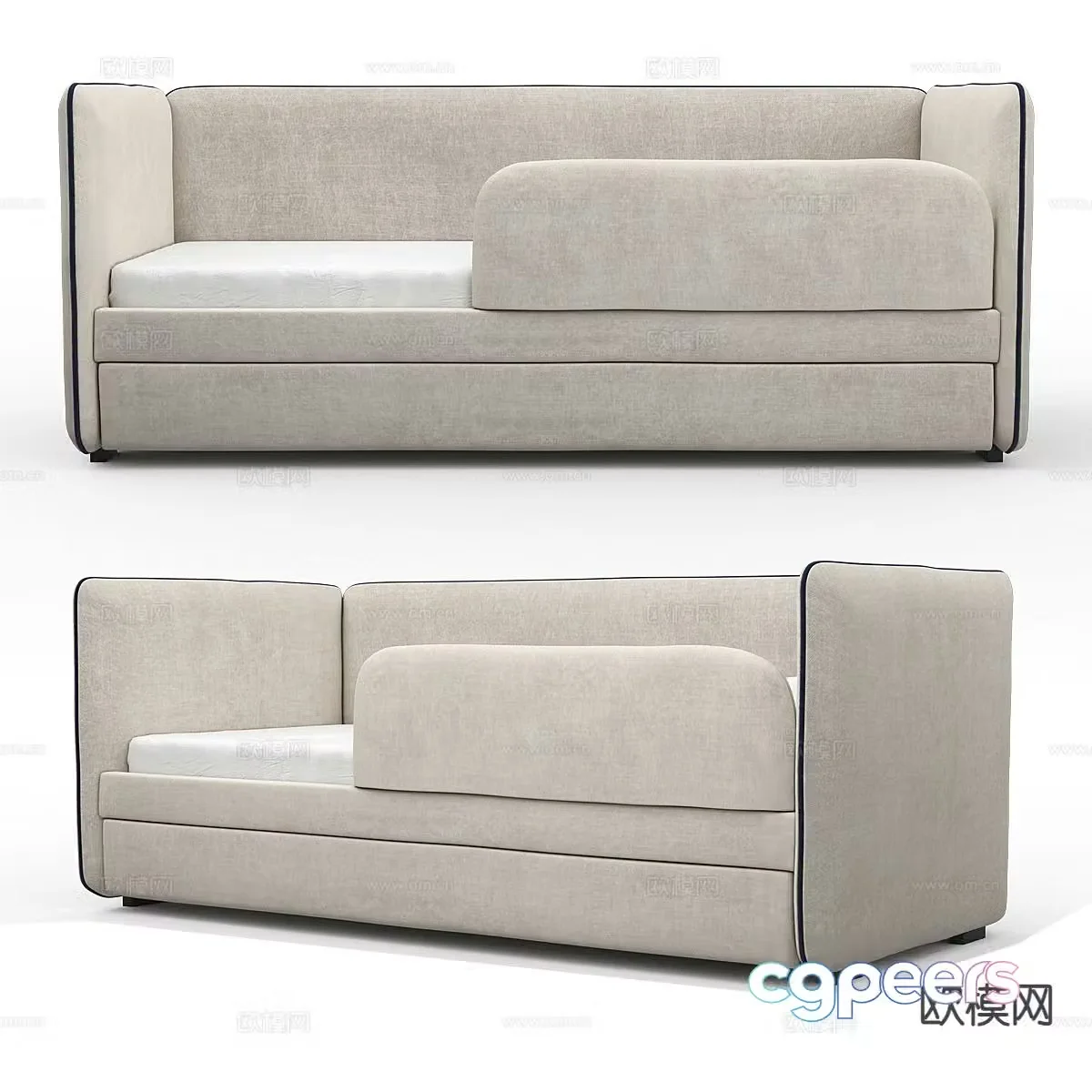 Modern sofa bed single bed 3d model