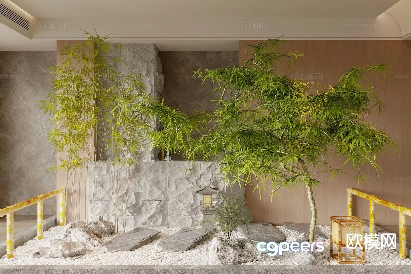 Chinese maple sketch dry landscape landscaping 3D model
