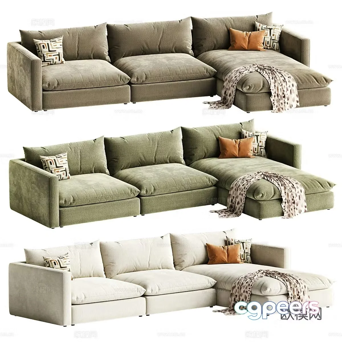 Modern Italian Unwind Modular Sofa 3D Model
