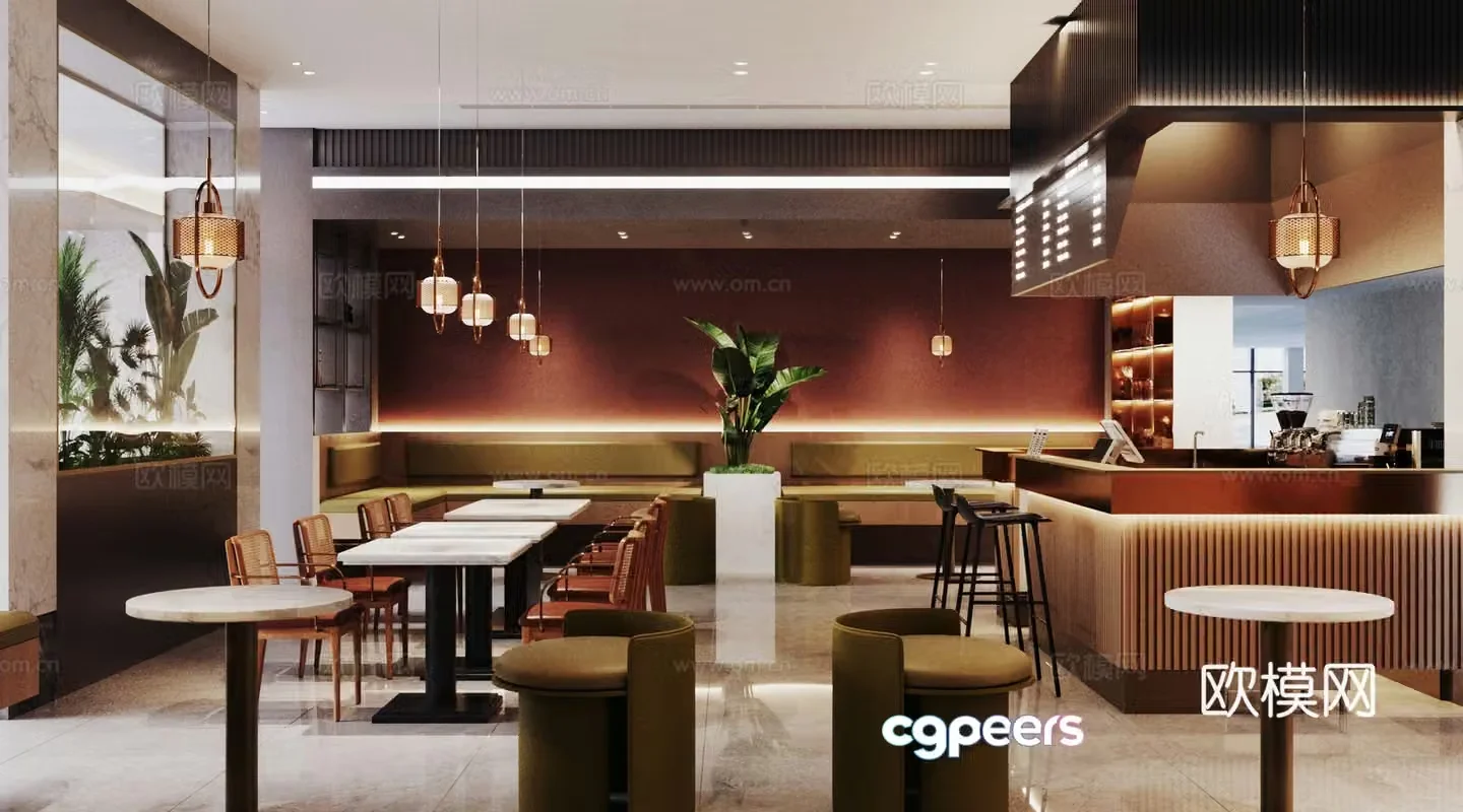 Nordic cafe coffee shop 3d model