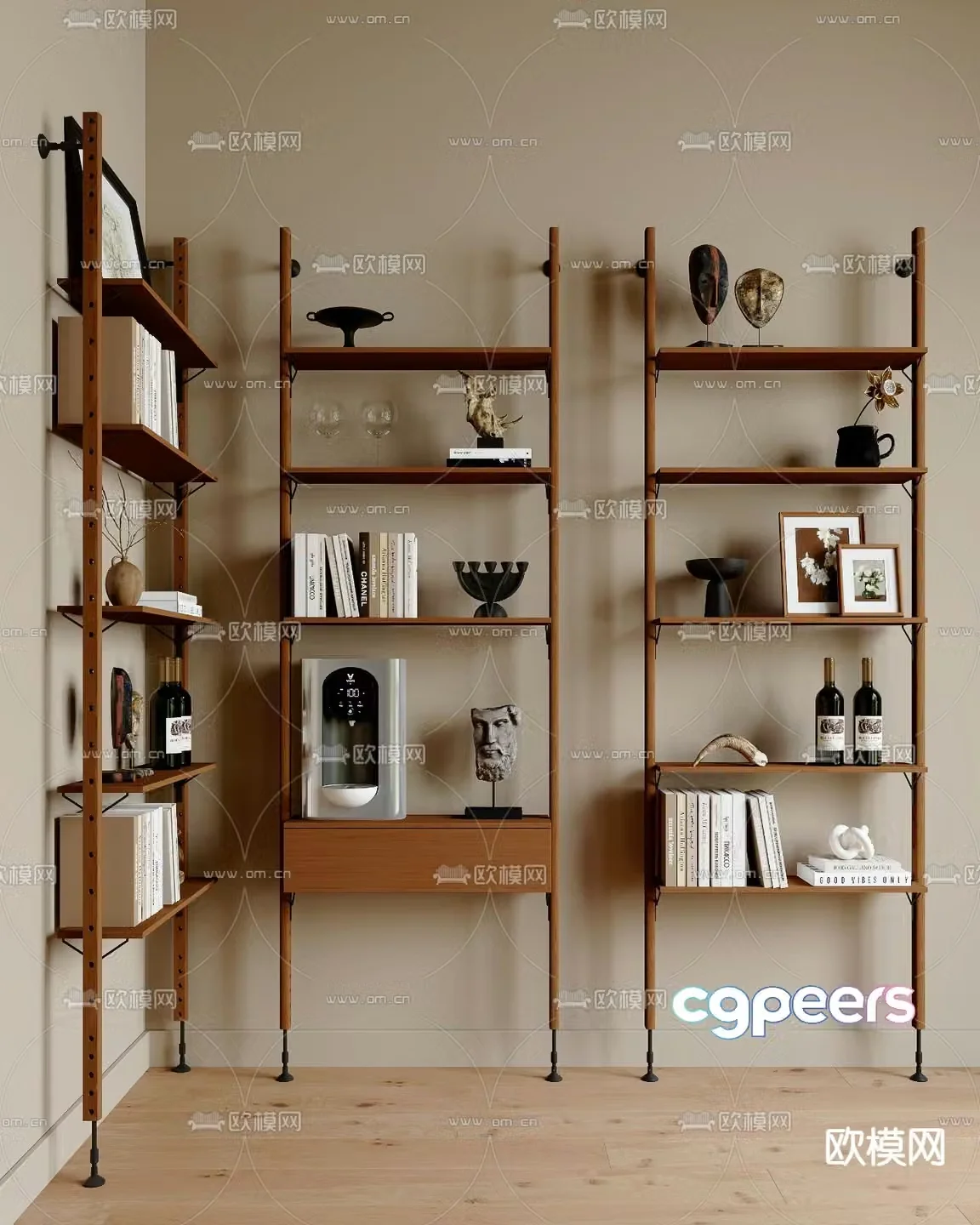 Middle style shelf bookshelf 3D model