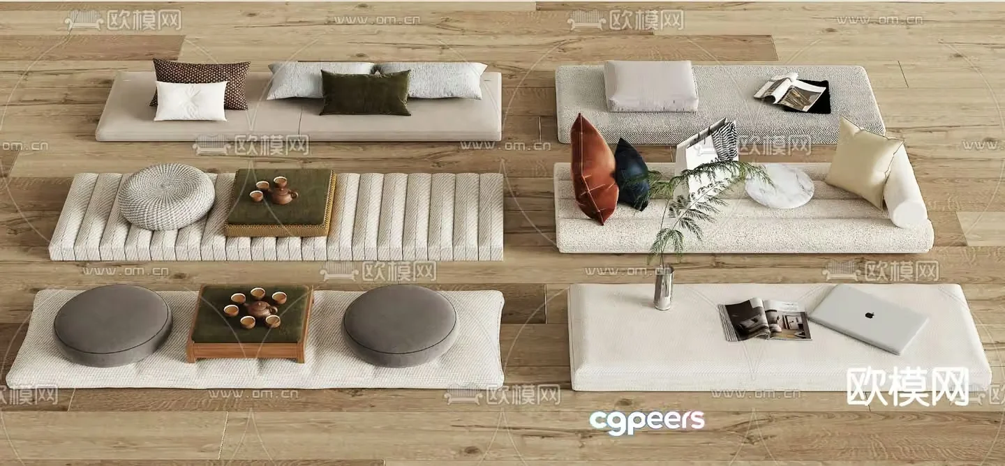 Cushion seat cushion bay window cushion futon 3d model