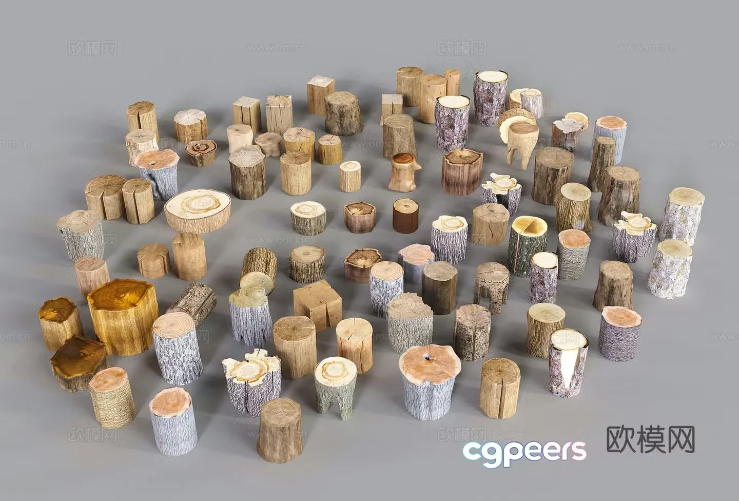Wood stool tree stump tree mound stool low stool 3d model
