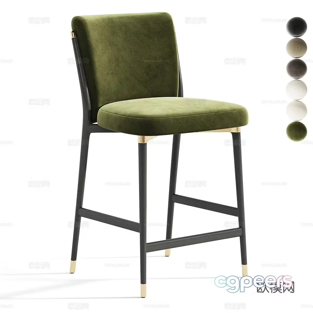 New Chinese style light luxury Norrie Forest bar chair 3D model