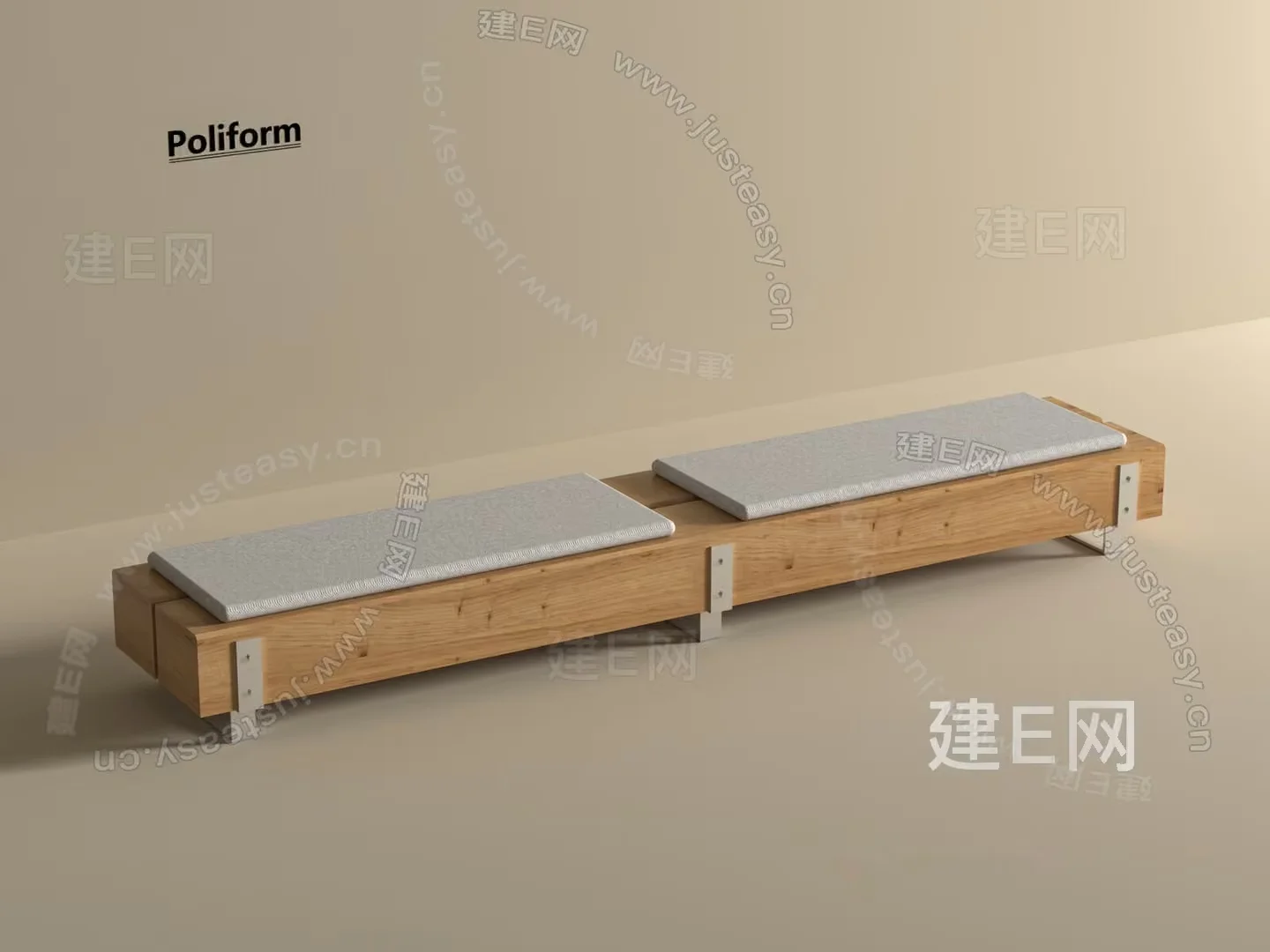 Modern Wooden Bench With Cushions 3D Model – 4087 – VRAY Render