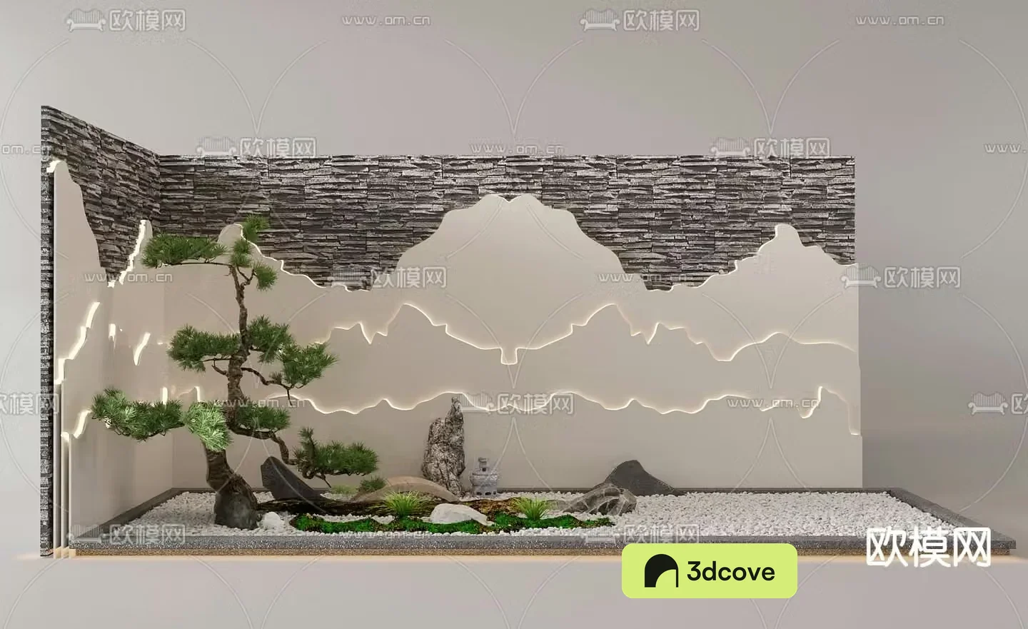 Indoor landscape plant landscaping rockery background wall