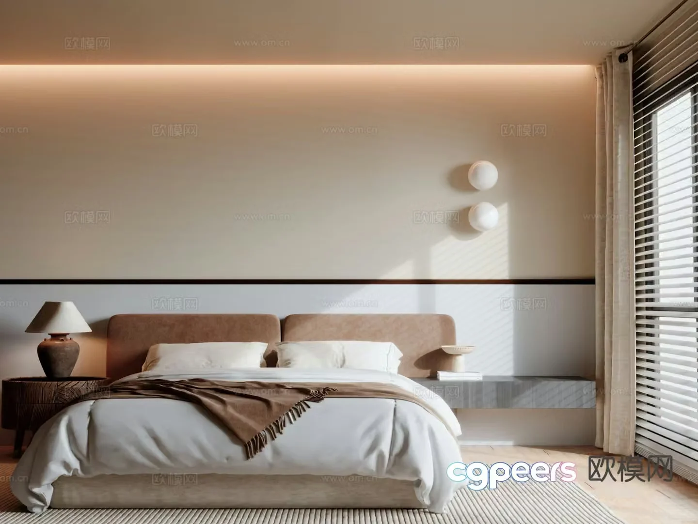Medieval style double bed 3d model