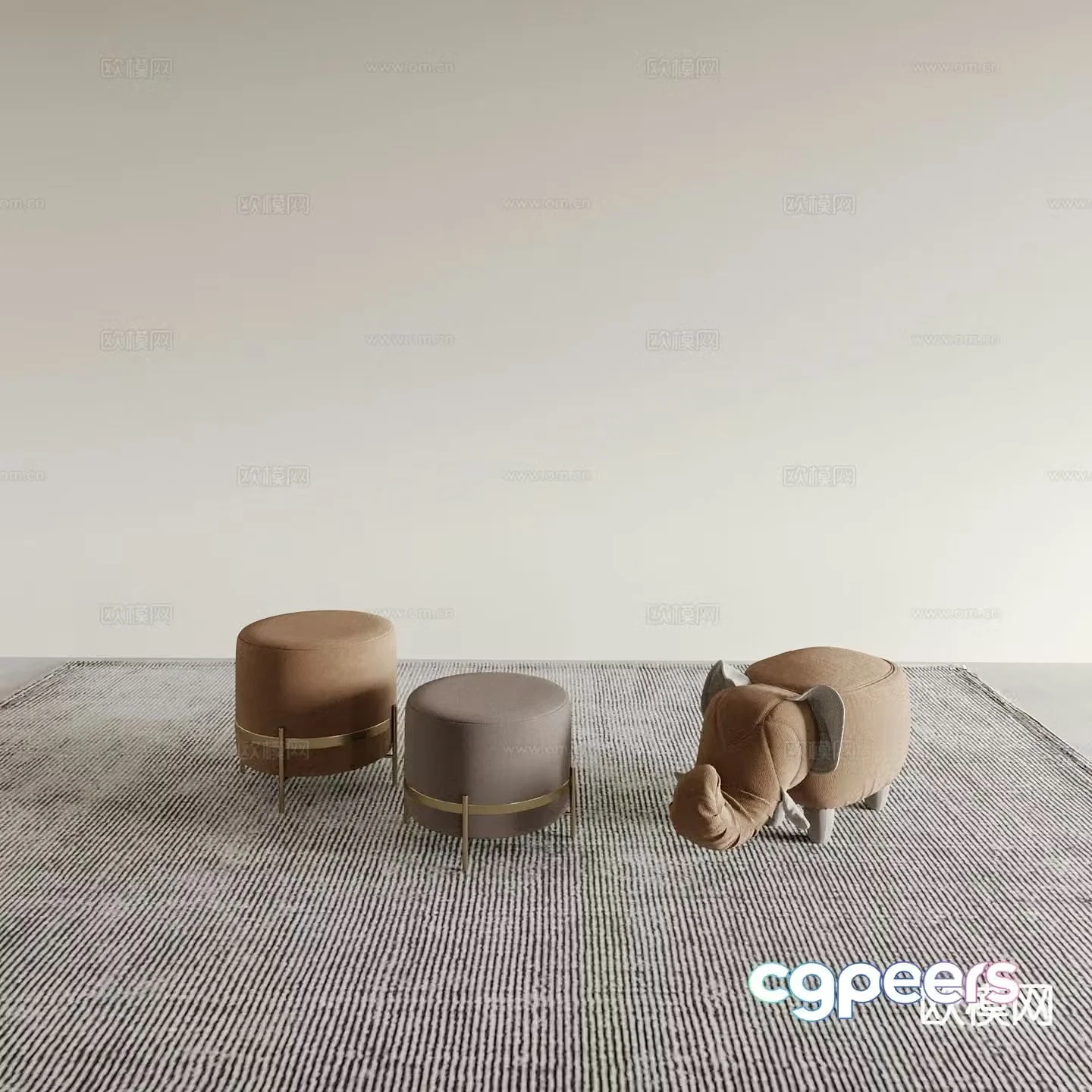 Round stool bar stool coffee stool makeup stool dressing stool shoe changing stool sofa stool 3D model