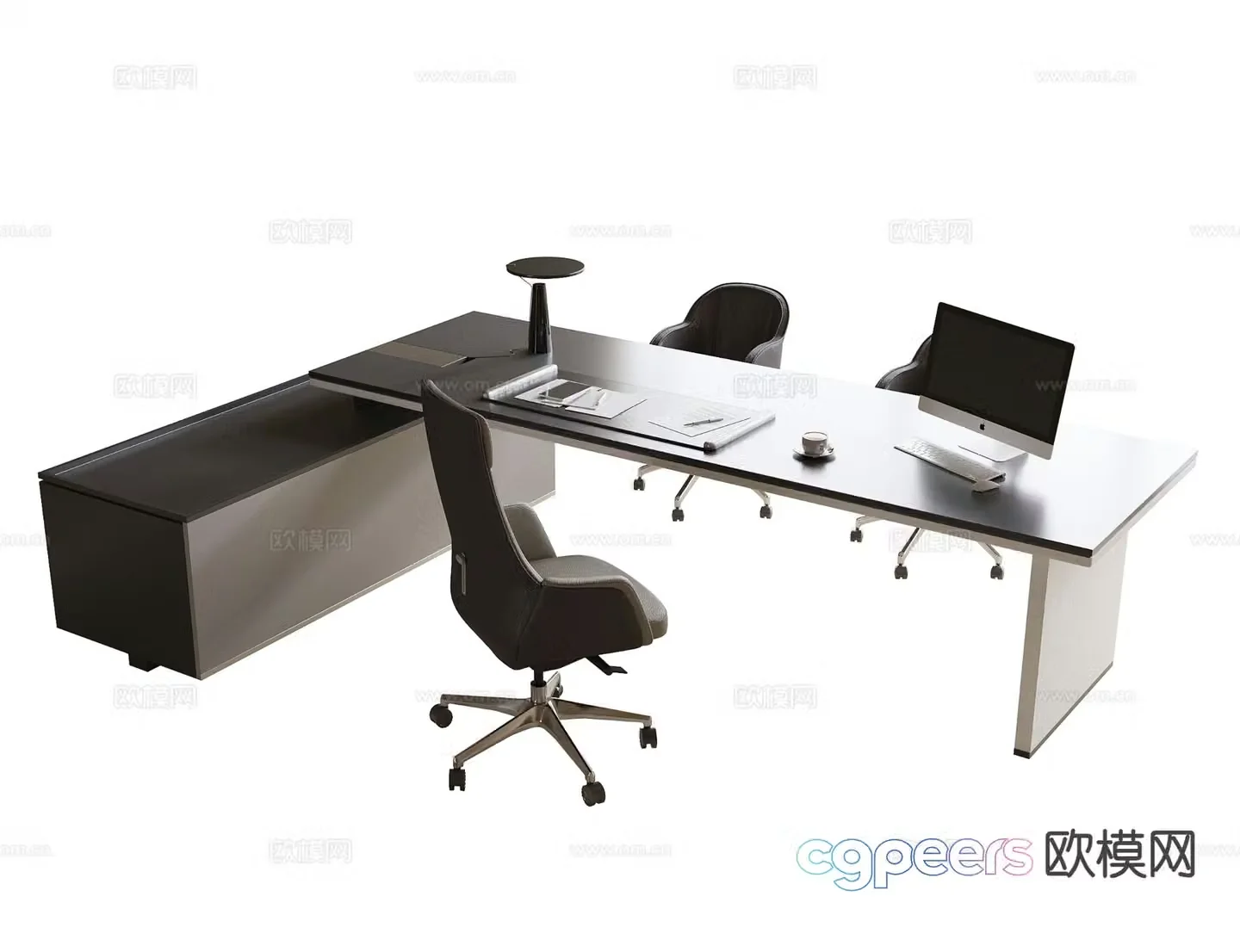 Modern boss desk desk chair office chair 3d model