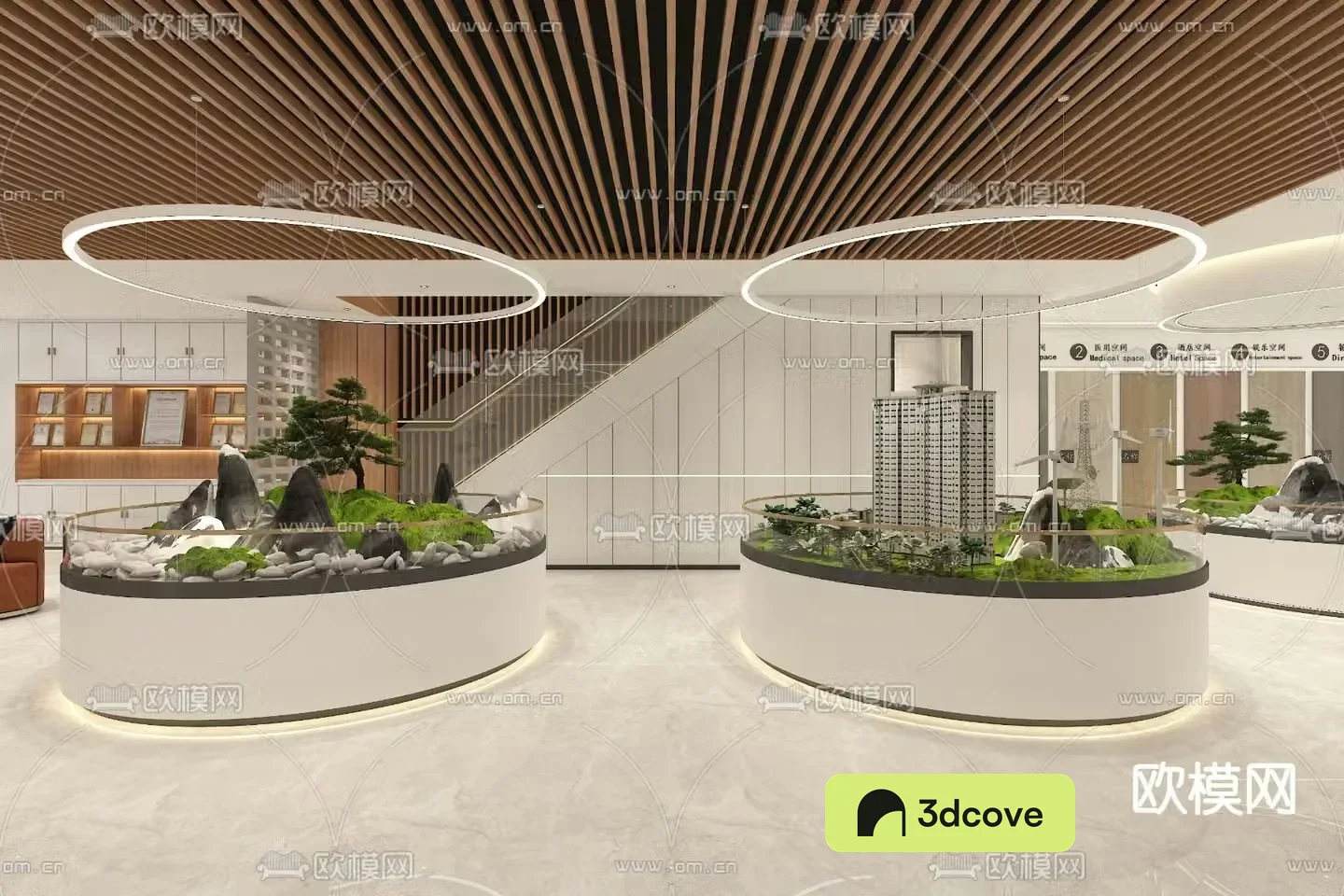 Indoor landscape sketches 3D model of landscaping plants