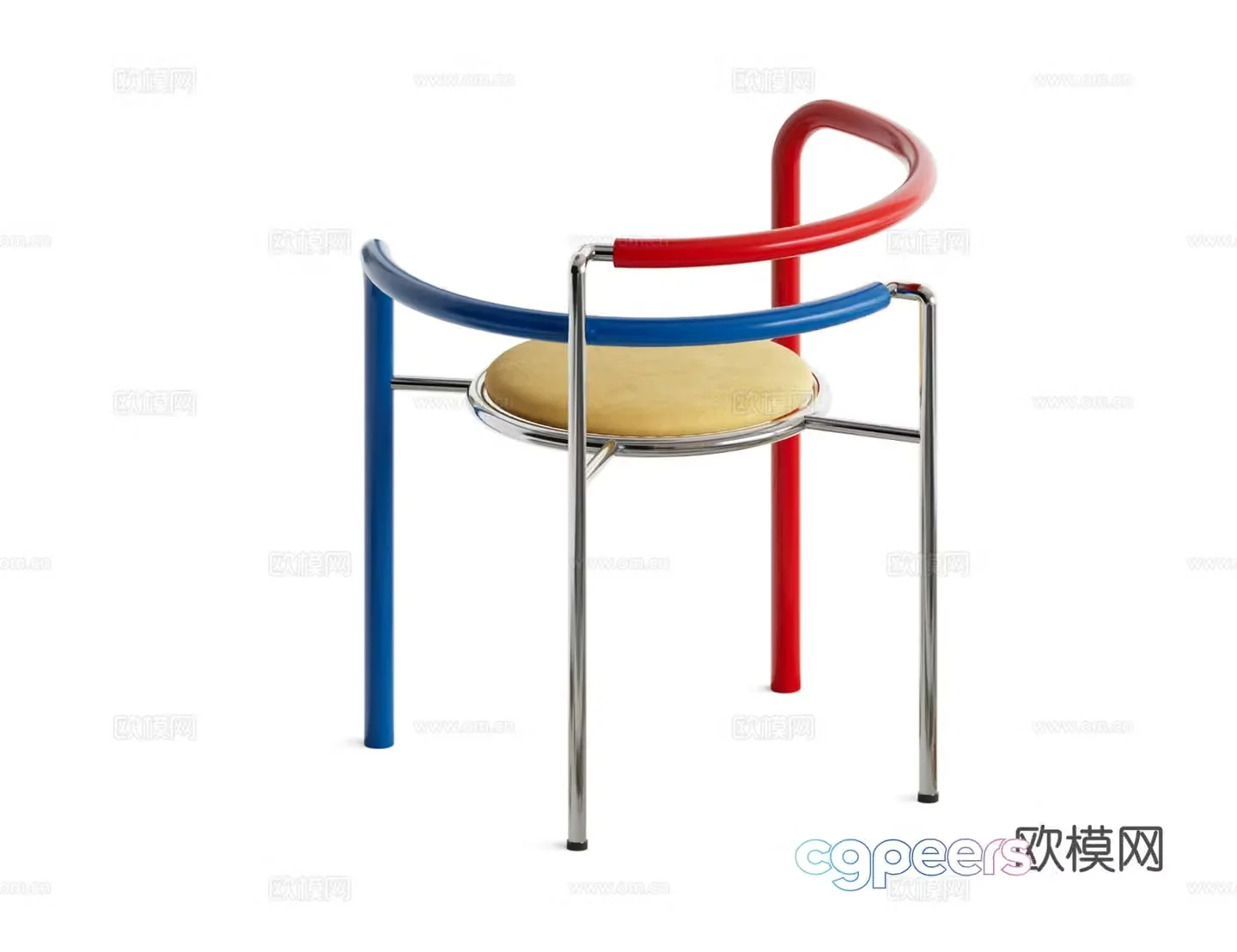 Stainless steel dining chair 3d model