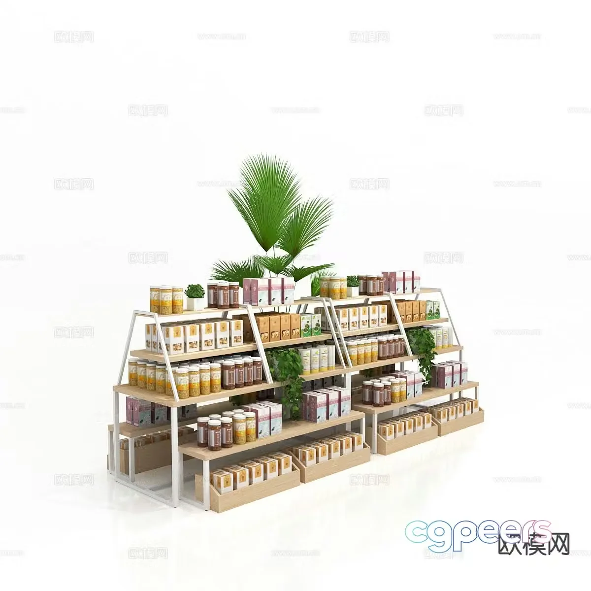 Modern snack rack supermarket promotion pile fresh food supermarket rack 3d model