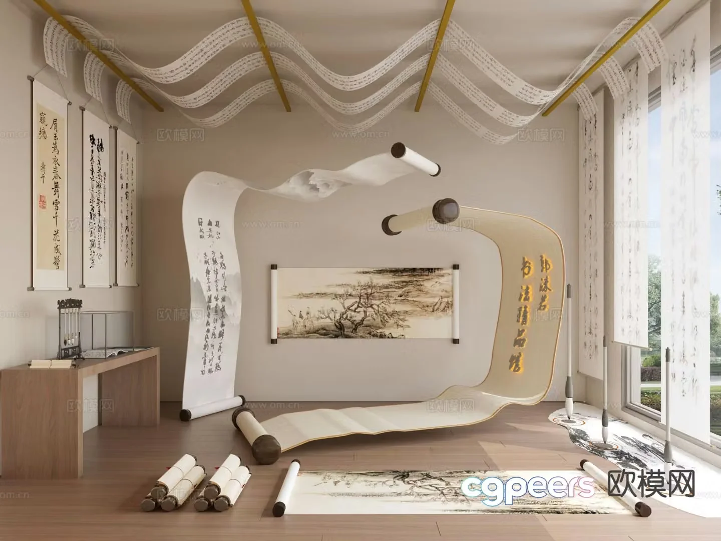 New Chinese style studio leisure room 3D model