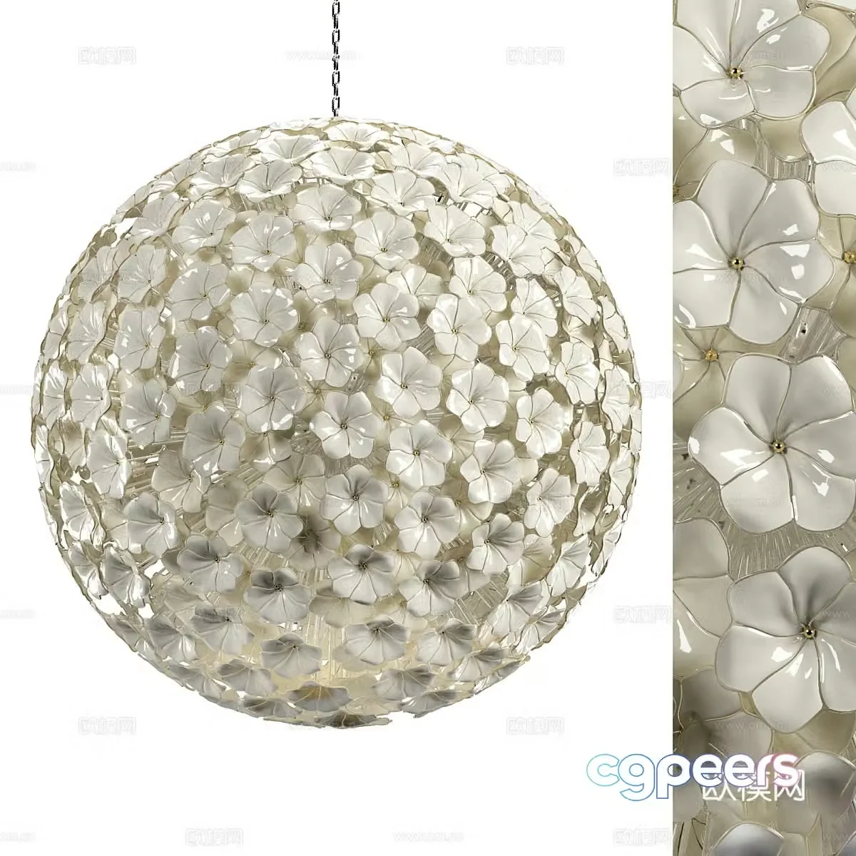 Modern light luxury glass chandelier 3d model