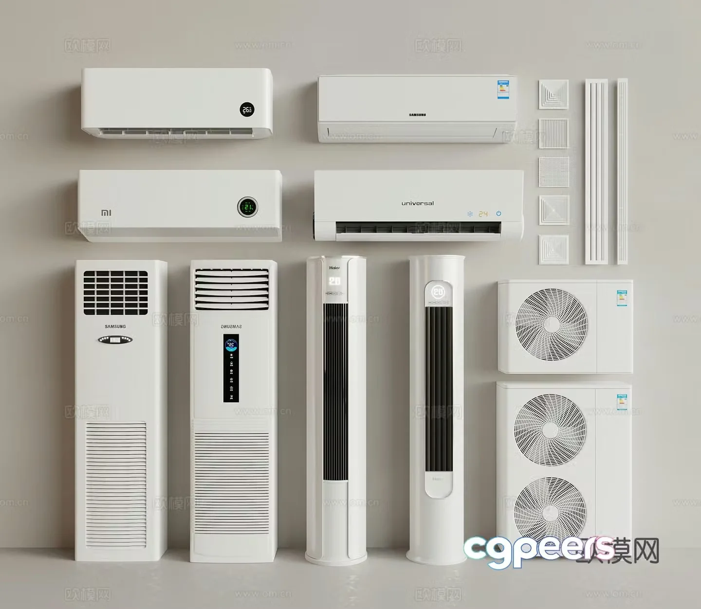 Vertical air conditioner wall-mounted air conditioner air conditioner air outlet air conditioner external unit 3D model