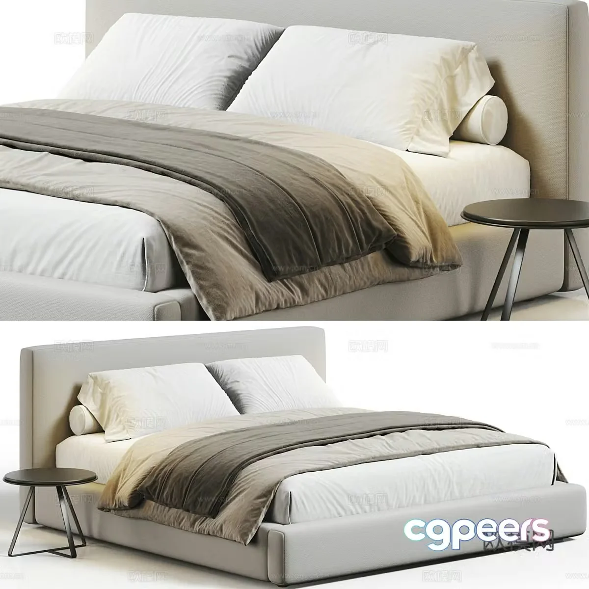 Modern double bed 3d model