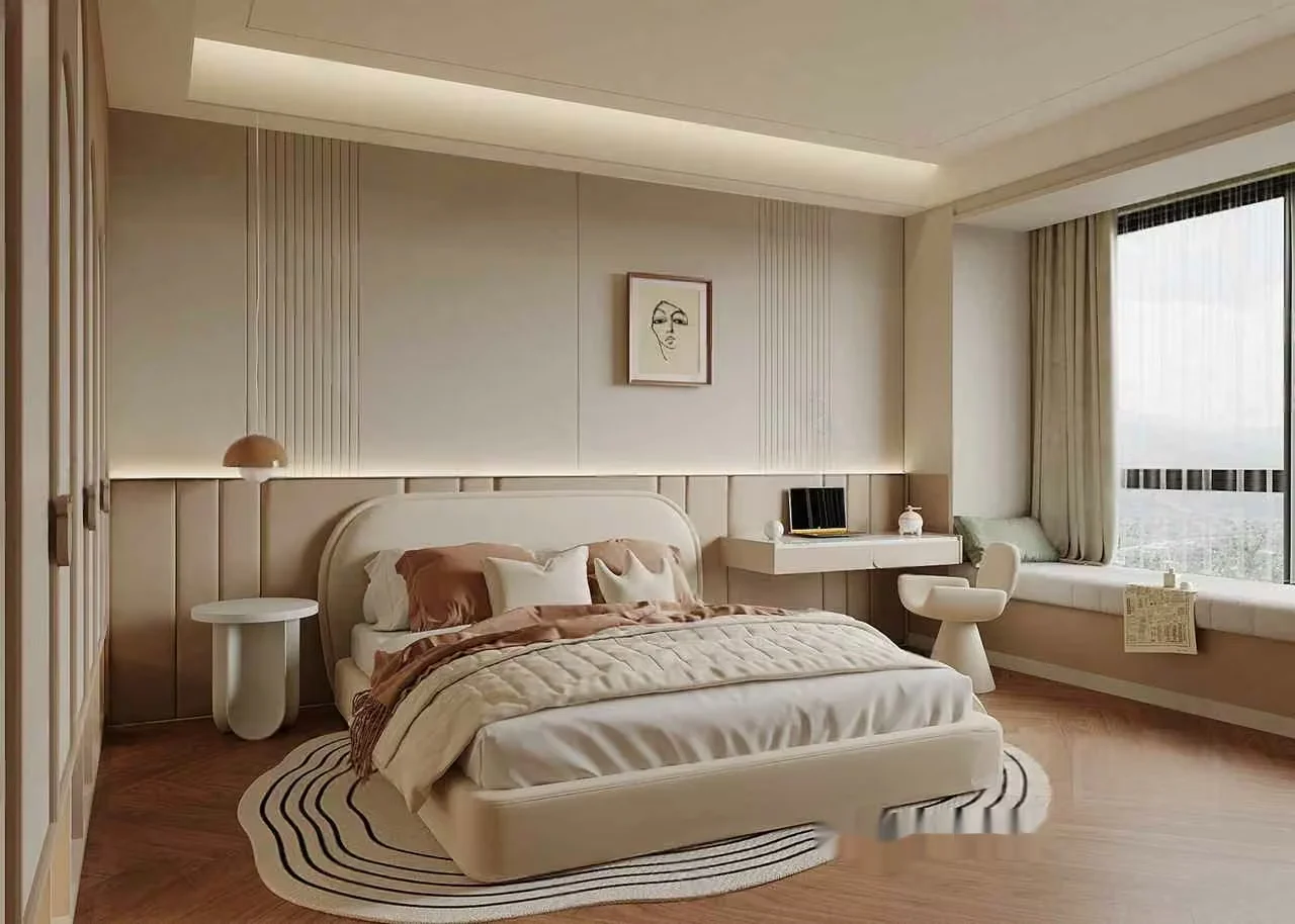 Modern Beige Bedroom 3D Model – 3881 – VRAY Render