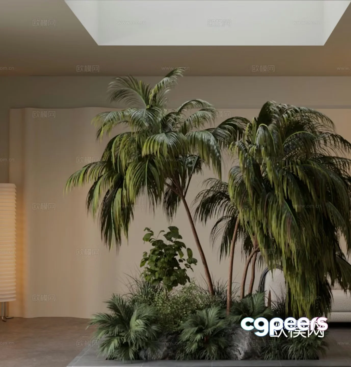 Indoor patio plant pile flower pond landscape 3d model