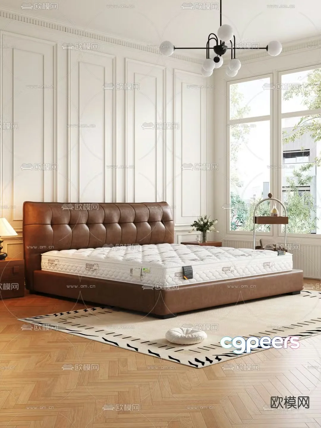 French double bed mattress 3d model