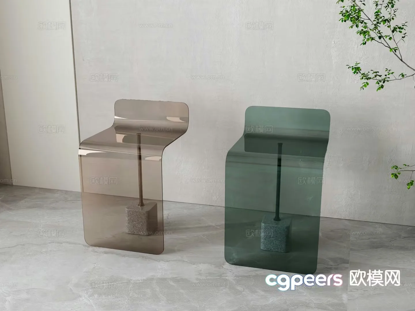 Acrylic bar stool bar stool high stool 3d model