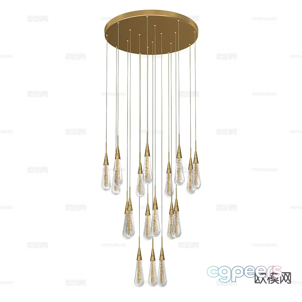 Light luxury chandelier water drop chandelier 3d model