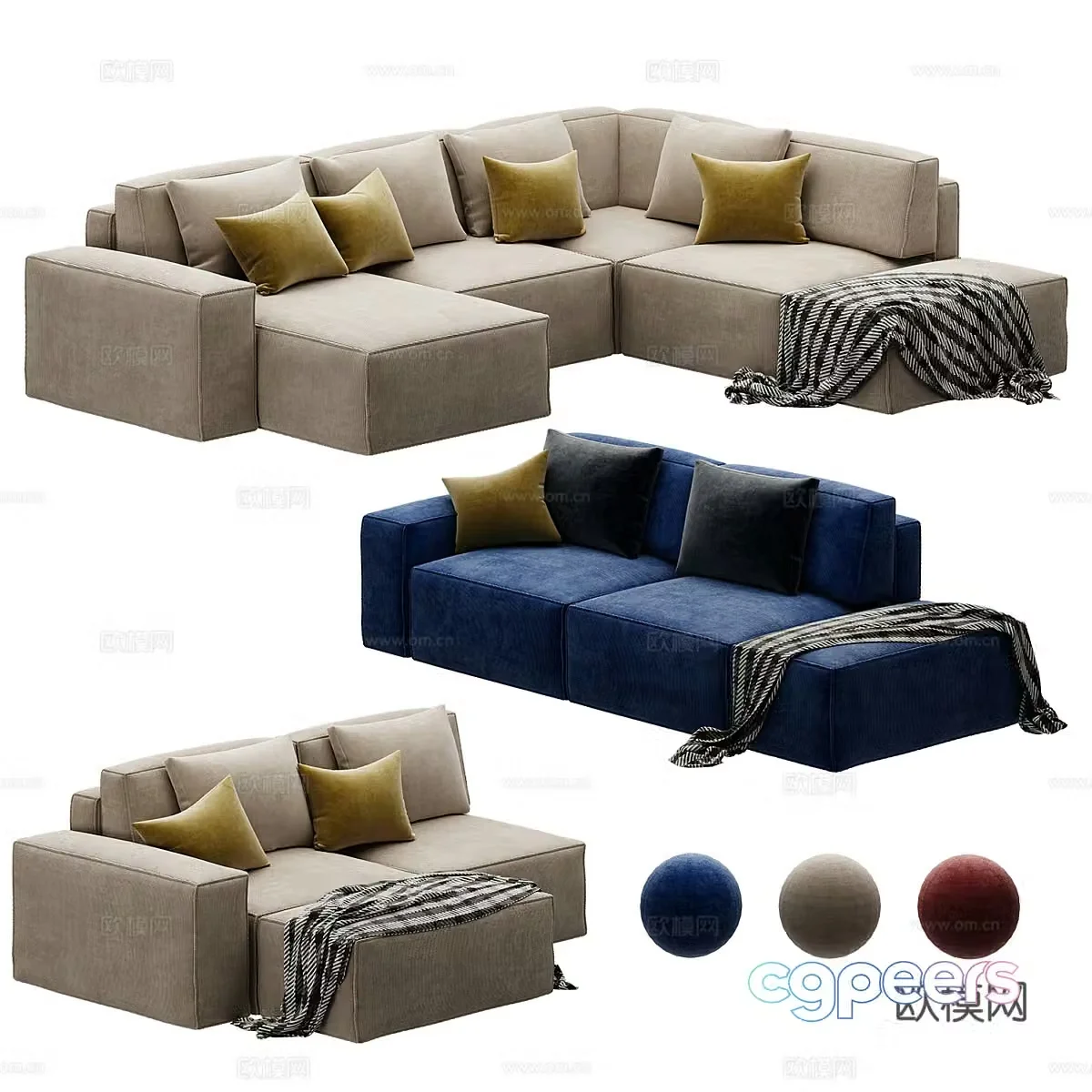 Modern Italian Eten Vertical Milk Combination Sofa 3D Model