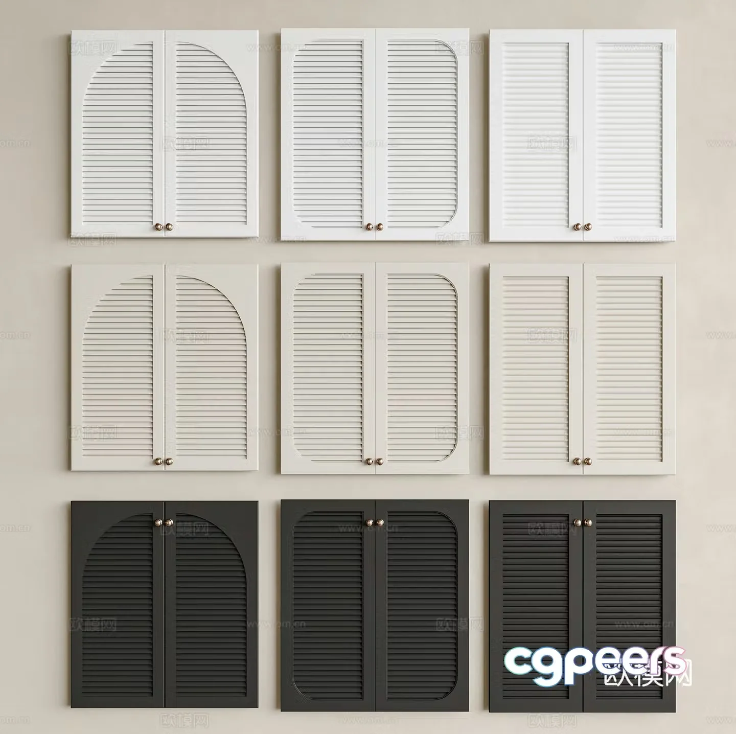 Modern louver doors louver doors louver doors louver doors shoe cabinet louver doors arc 3D model