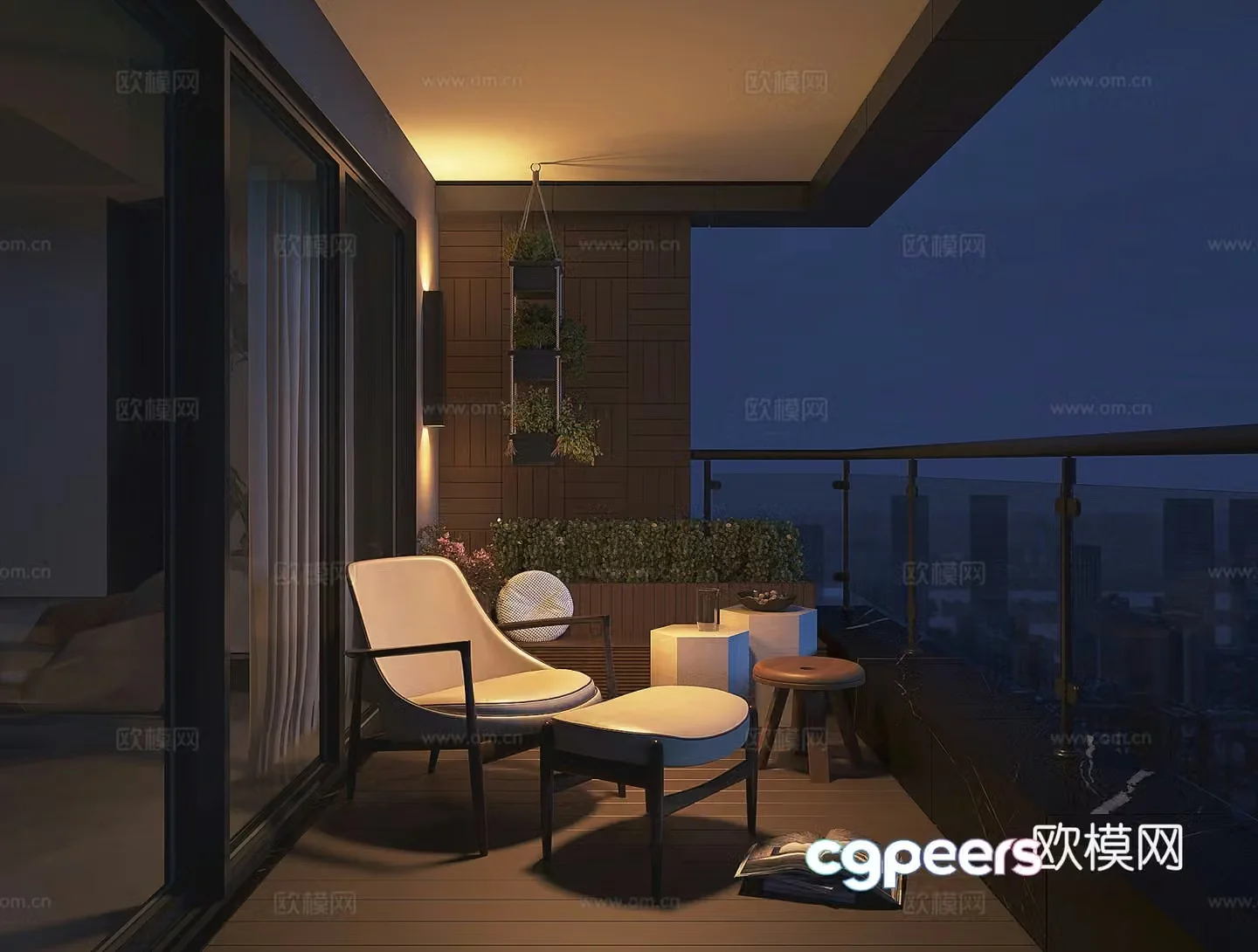 Modern home balcony 3d model