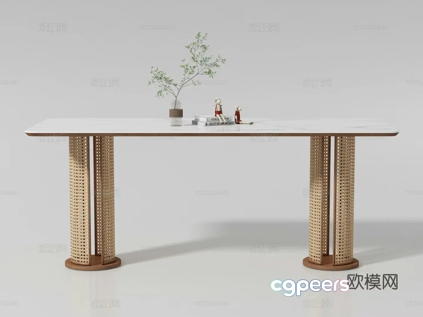 Modern medieval style long dining table 3D model