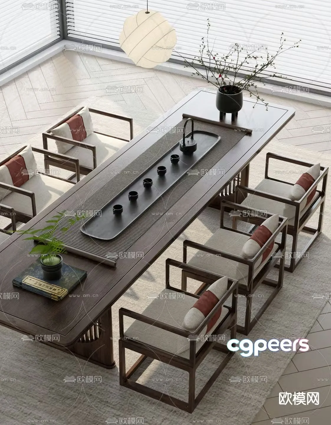 New Chinese style tea table tea table 3d model
