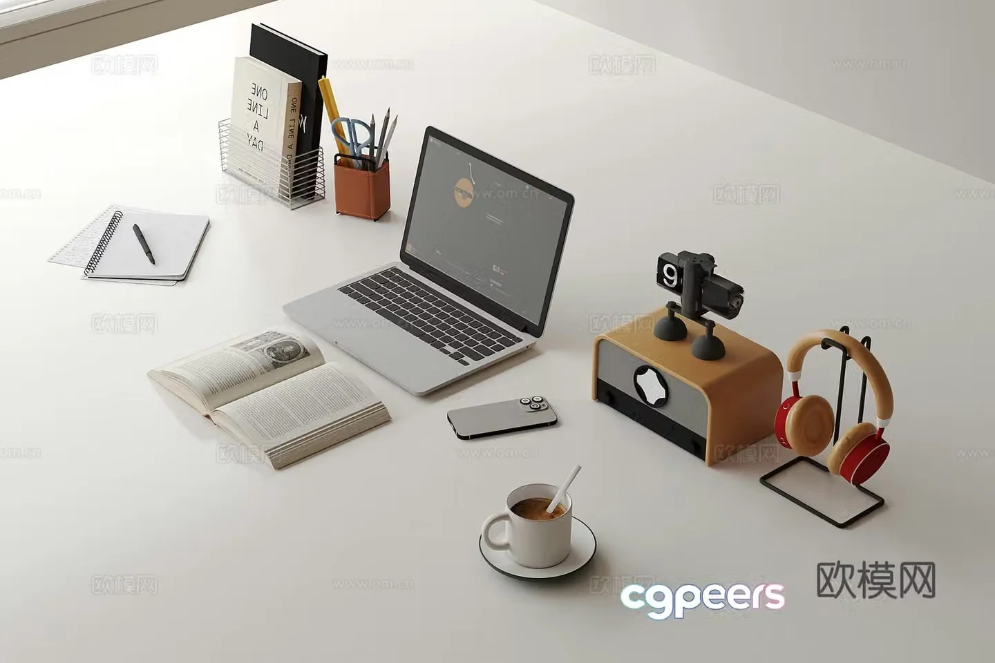 Modern notebook office supplies books desktop ornaments 3D model