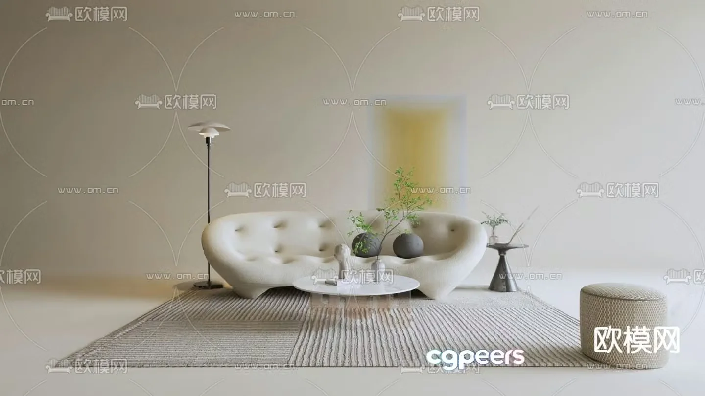 ligneroset modern shell sofa 3d model