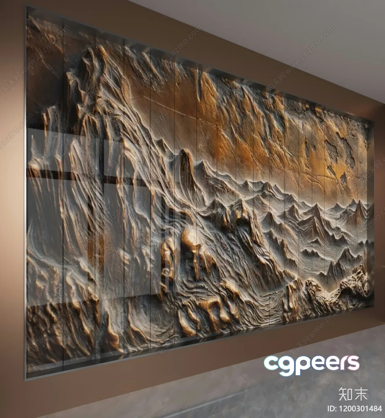 Large Textured Wall Art 3D Model – 8775 – VRAY Render