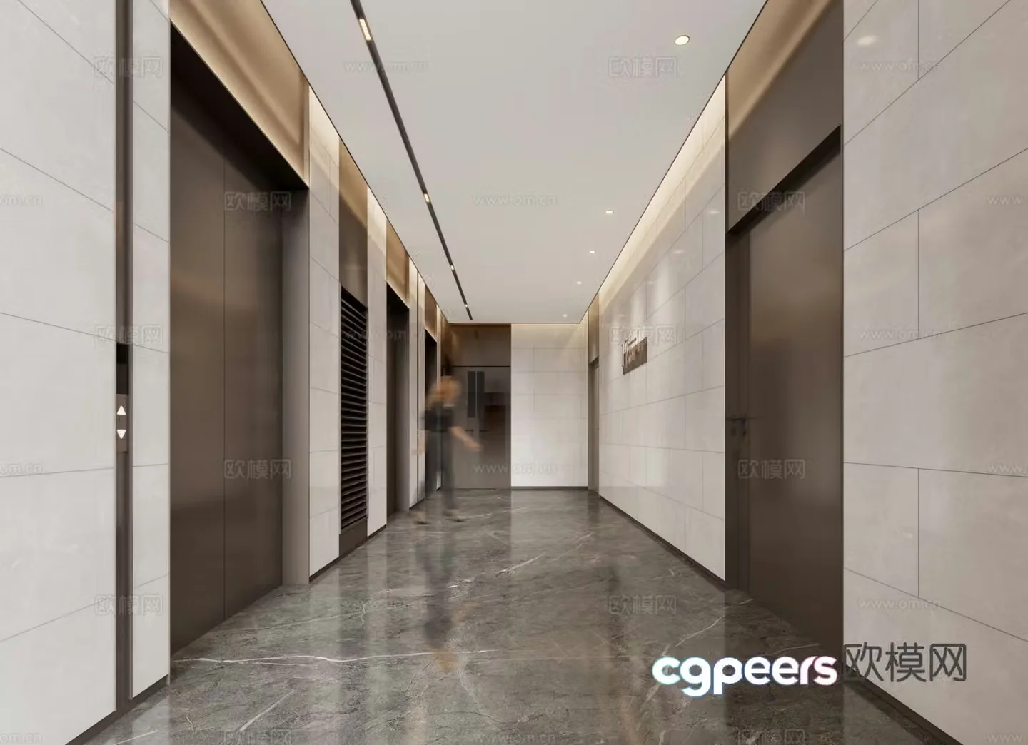 Modern elevator hall corridor 3d model
