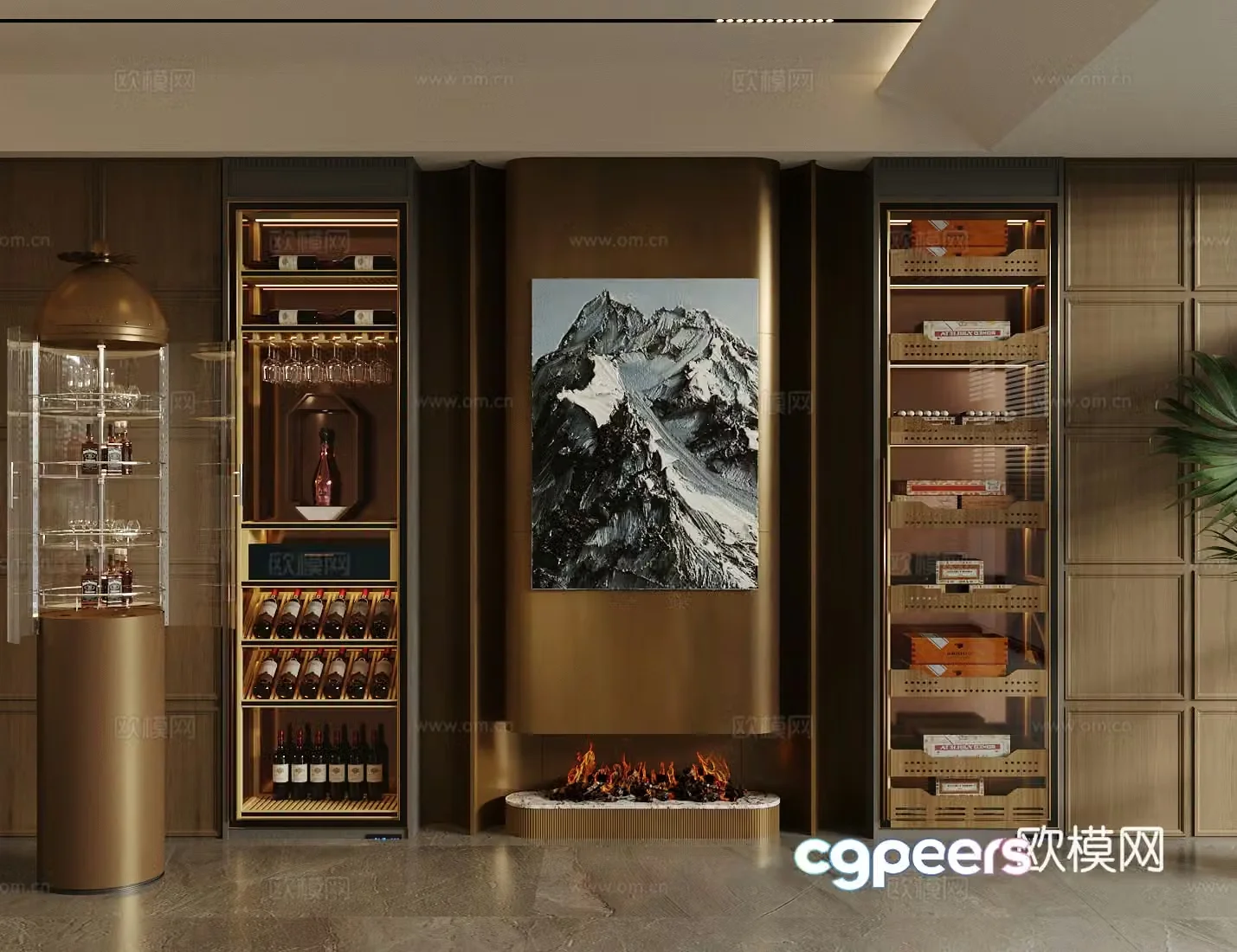 Modern Italian wine cabinet light luxury Italian wine cabinet red wine cabinet glass wine cabinet constant temperature wine cabinet wine bottle 3D model